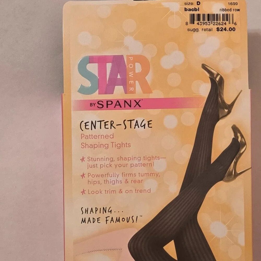 3 Pack Star Power by Spanx Center-Stage‎ Ribbed Row Shaping Tights Black Size D